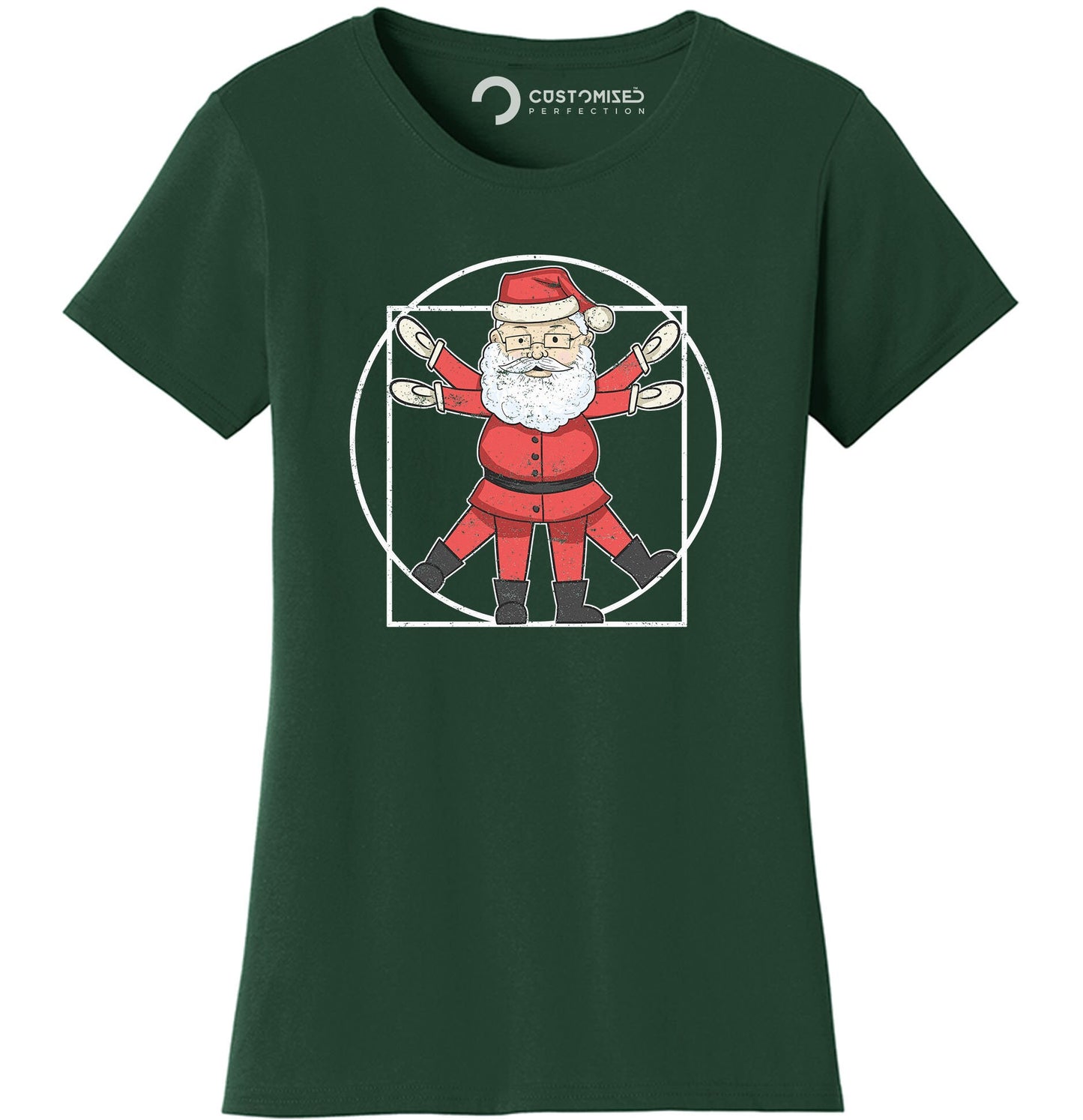 Vitruvian Man Christmas Shirt for Women, Funny Xmas Crew Shirt, Funny Holiday Shirt, Funny Santa Claus Shirt, Vitruvian Santa Ladies Shirt
