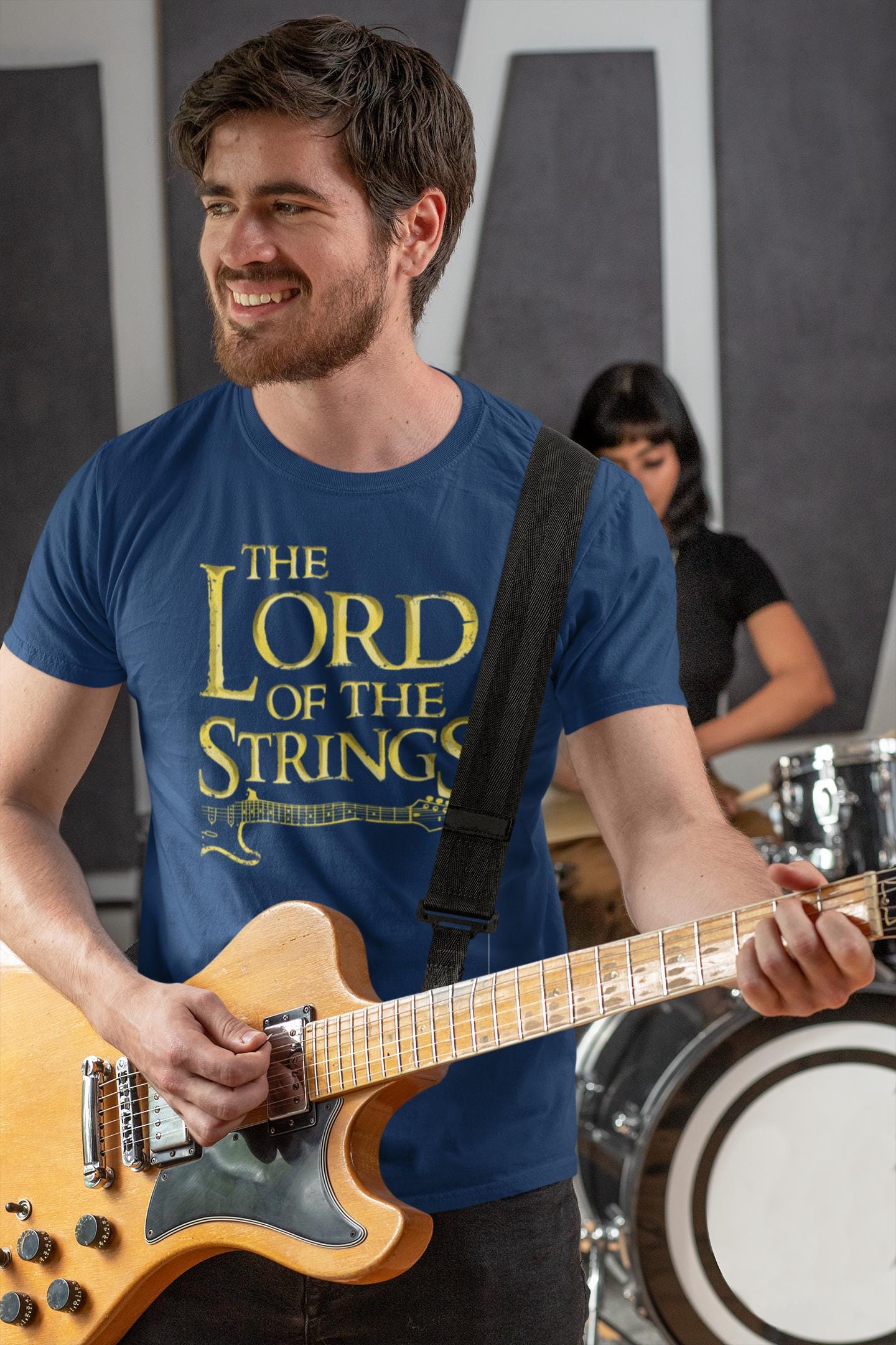 Mens Lord Of the Strings Guitar Player Parody Funny T shirt Tee Top T-shirt