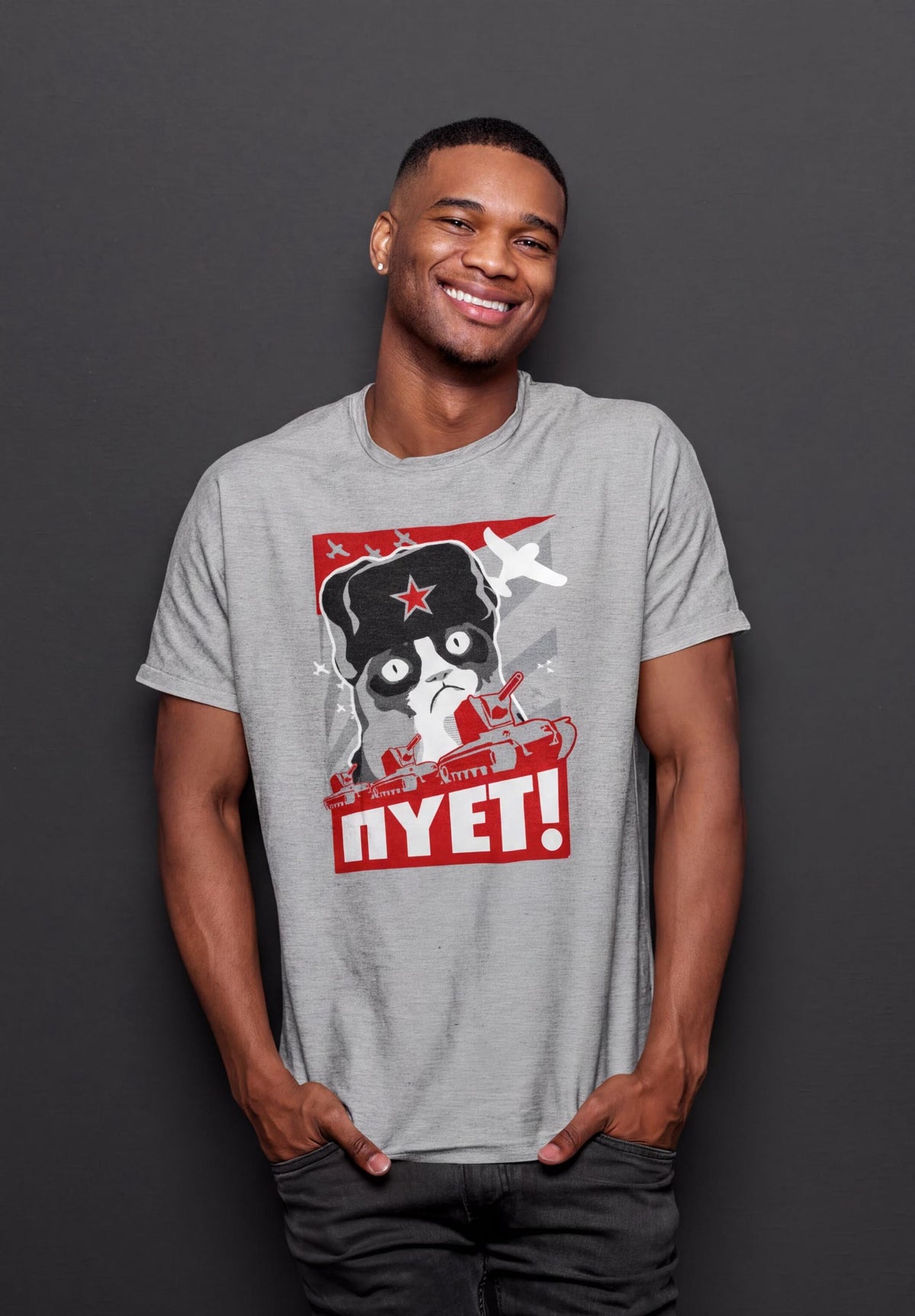 Grumpy Russian Feline Shirt, Funny Meme Cat NIET NOPE Tshirt, Sarcastic Tee Top