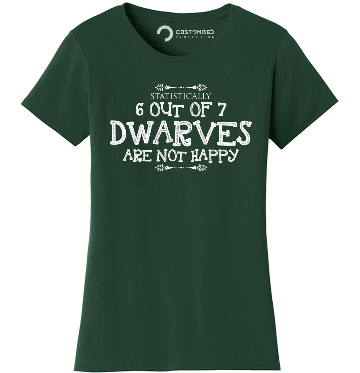 Funny Christmas Seven Dwarfs Women Shirt, Funny Christmas Holiday T shirt, Funny Christmas Tee, 6 out of 7 Dwarves Not Happy Ladies Shirt