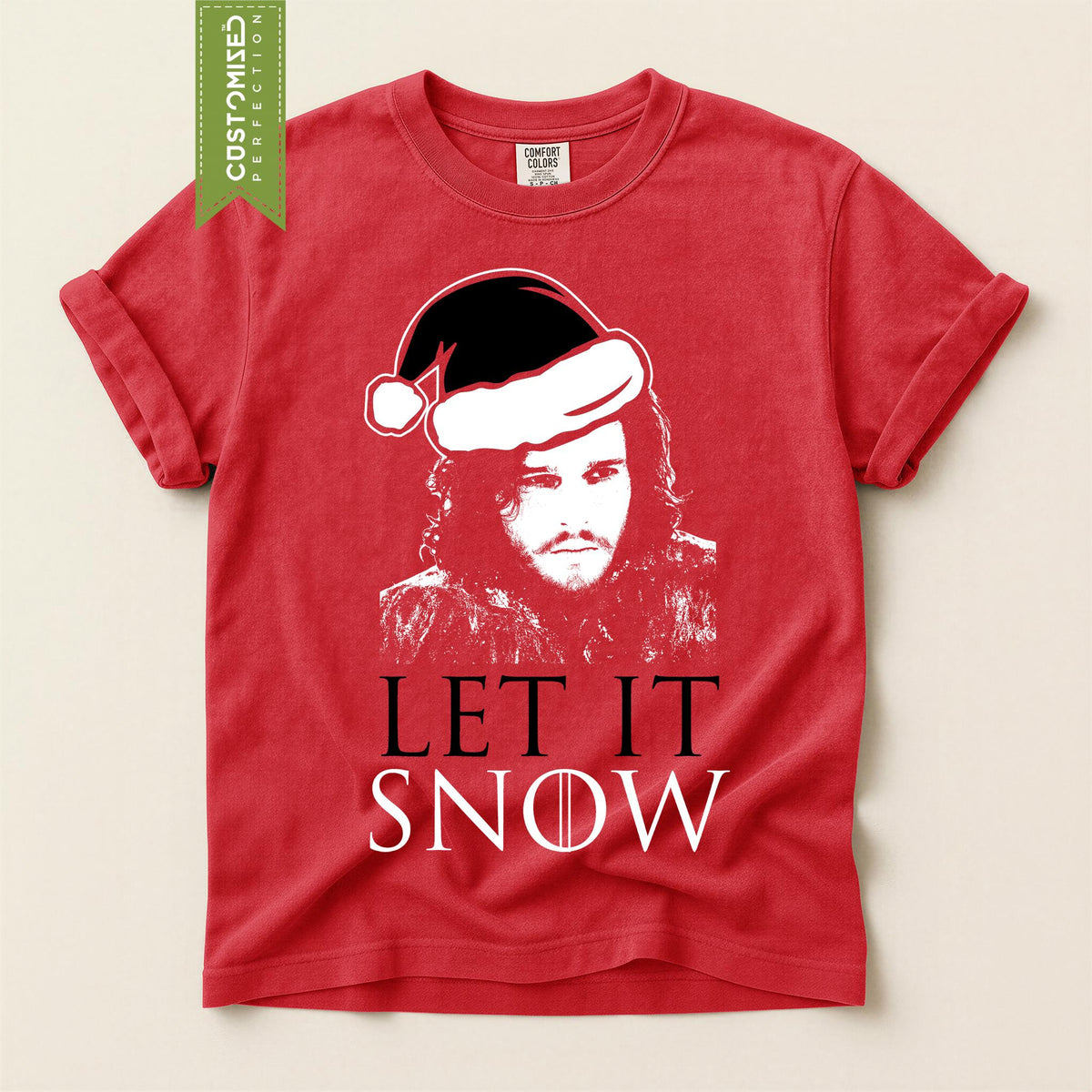 Comfort Colors® Let It Snow Shirt, Winter Fantasy Fan Tee, Santa Hat Holiday Shirt, Snowy Season Gift, Christmas Fandom Apparel