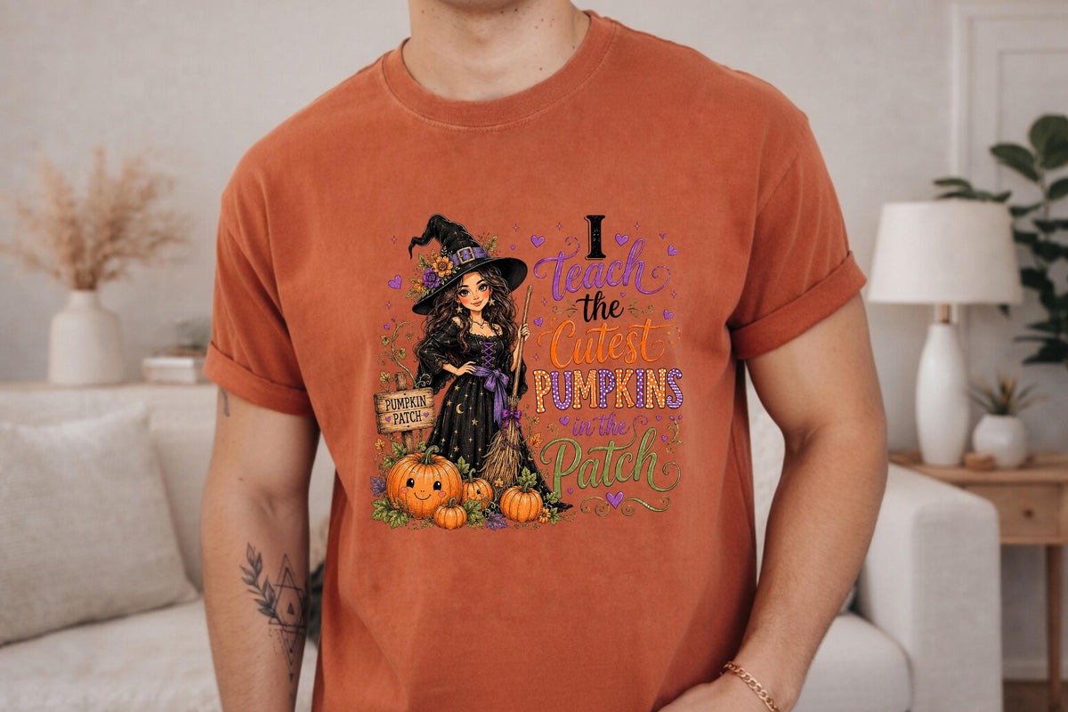 Comfort Colors® Halloween Teacher Shirt, Cute Pumpkin Patch Tee, Witch Fall Classroom Gift