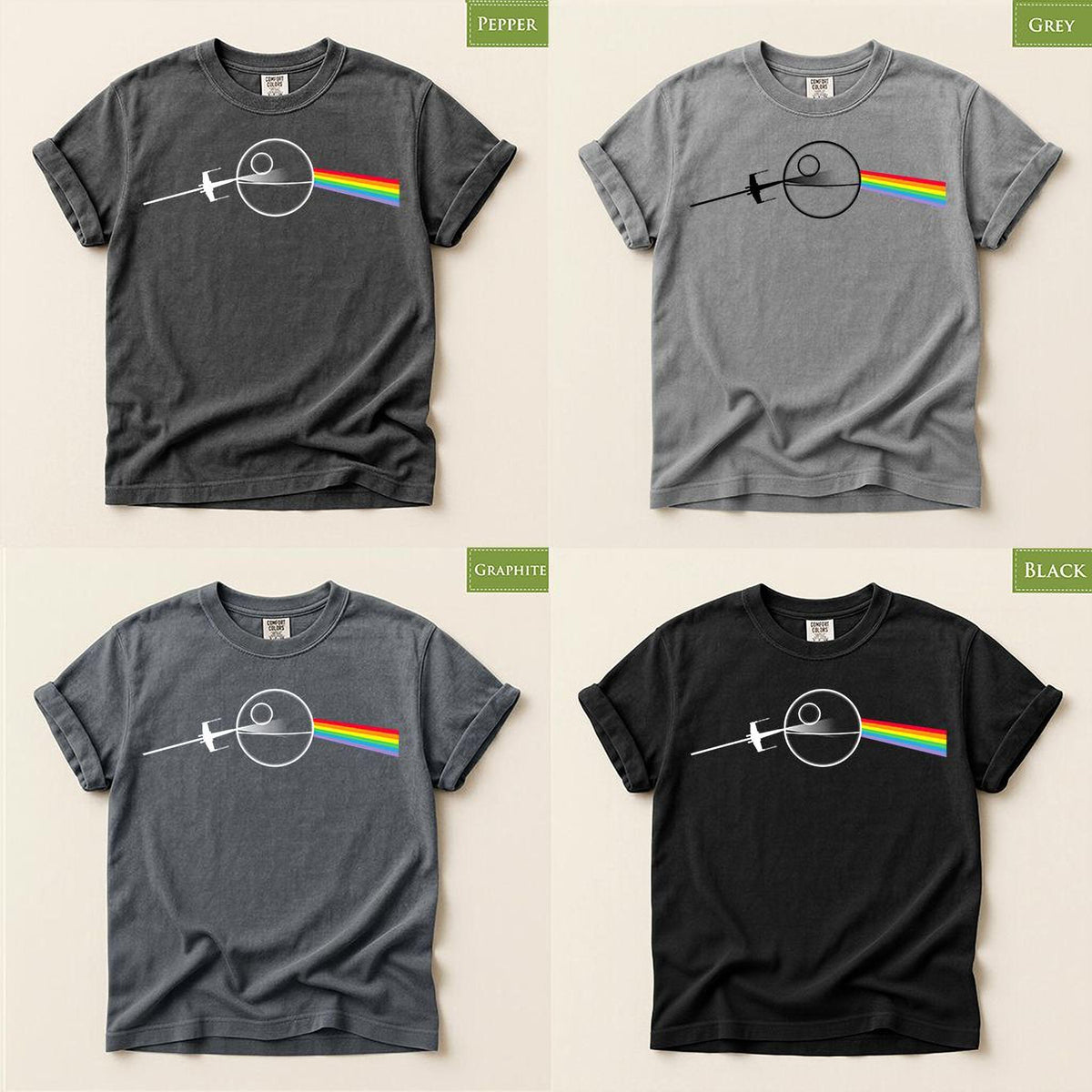 Comfort Colors® Dark Side Of The Death Star T shirt, LGBTQIA2+ Rainbow Tee, Pride Top