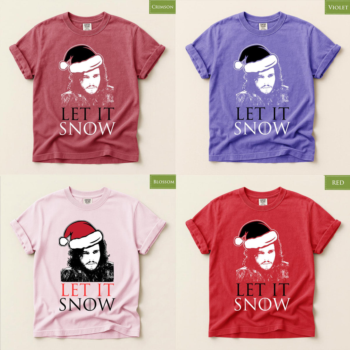 Comfort Colors® Let It Snow Shirt, Winter Fantasy Fan Tee, Santa Hat Holiday Shirt, Snowy Season Gift, Christmas Fandom Apparel