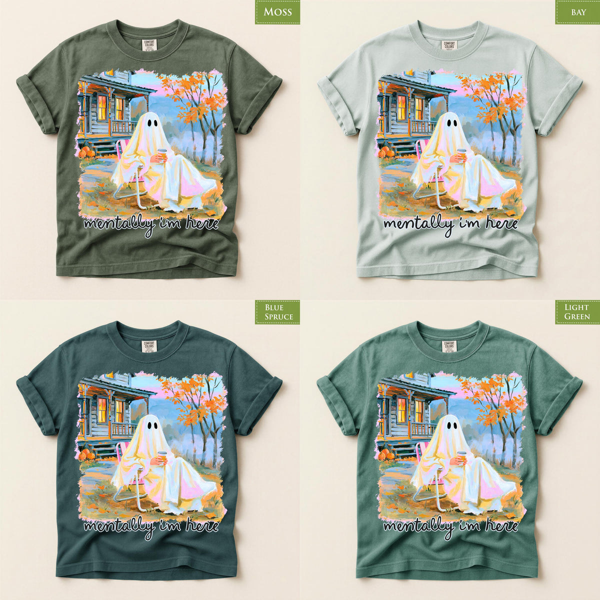 Comfort Colors® Ghost Halloween Graphic Tee, Spooky Pumpkin Shirt, Fall Autumn Apparel Gift