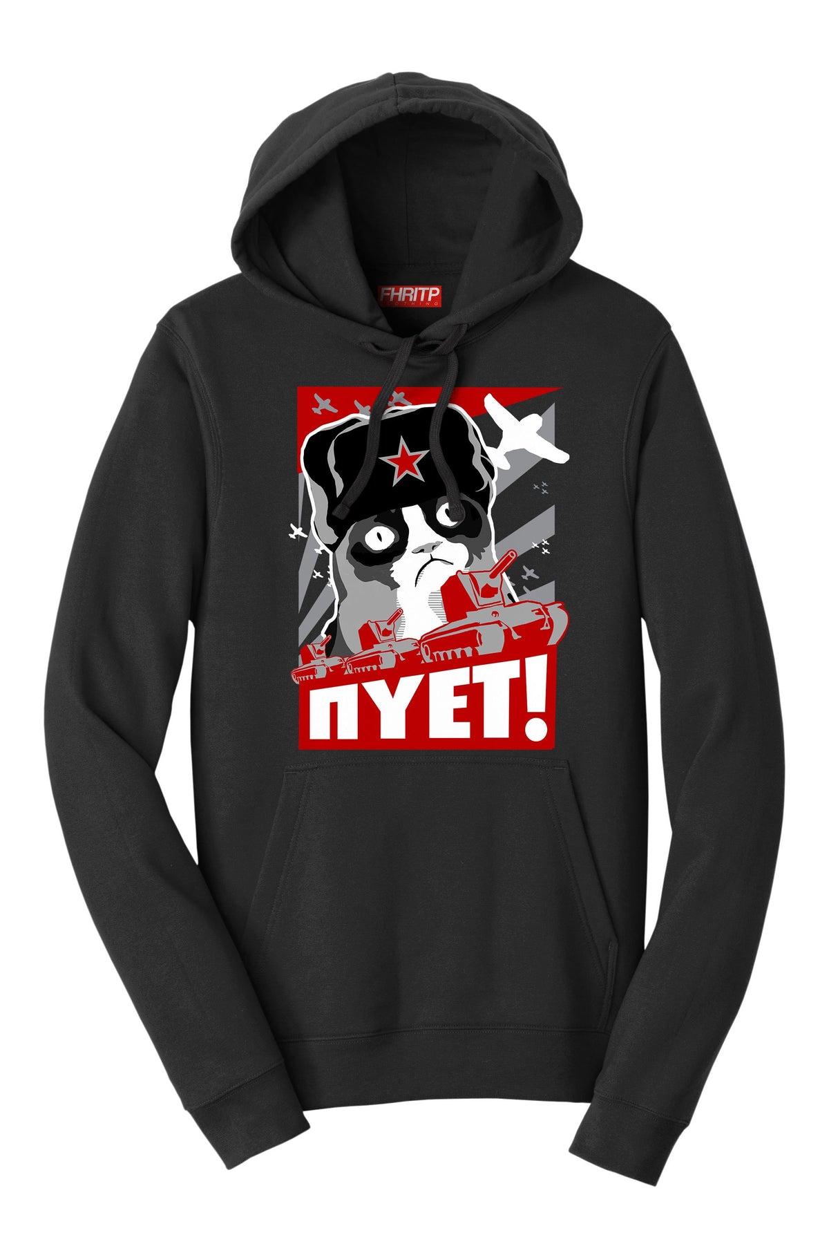 Funny Russian Cat Hoodie, NYET NOPE Sweatshirt, Soviet Cat Meme Pullover, Sarcastic Gift for Feline Lovers