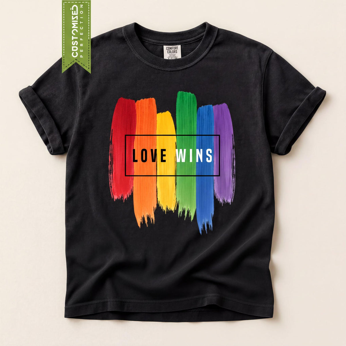 Comfort Colors® Love Wins LGBTQIA2+ Shirt, Rainbow Flag Pride Proud Tee, Gay Rights Top