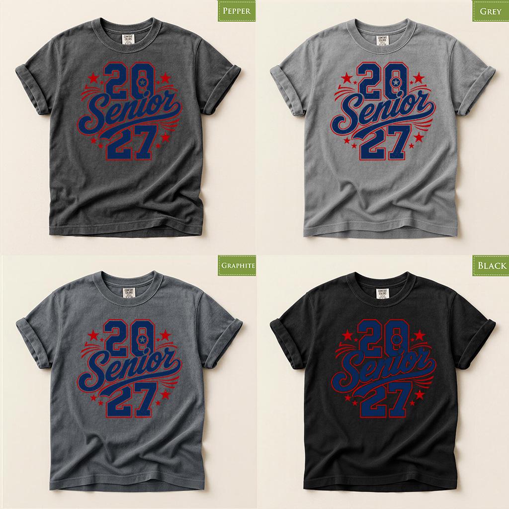 Comfort Colors® Senior 2027 Patriotic Shirt, Class of 2027 USA Graduate Fourth of July Tee