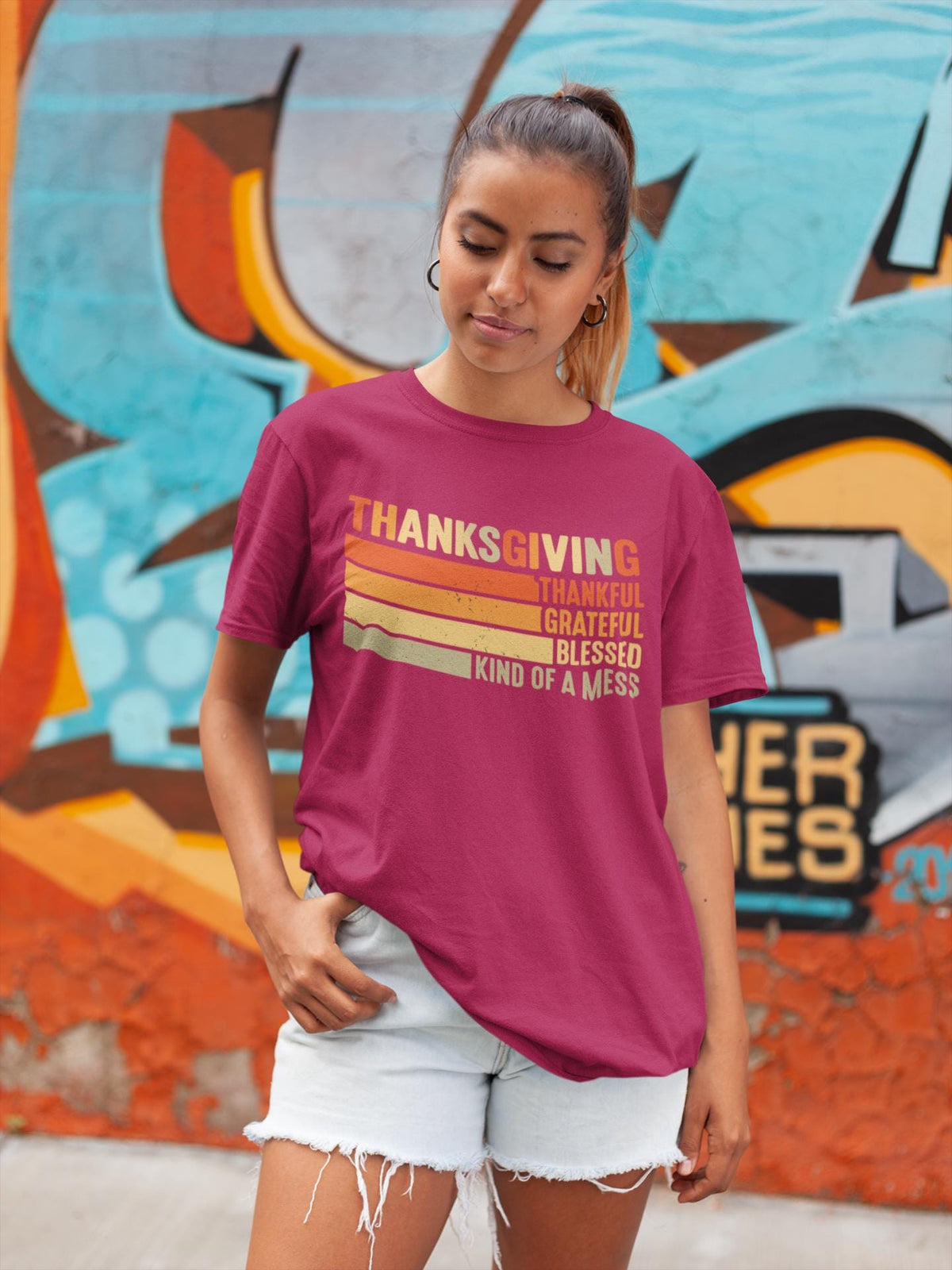 Comfort Colors® Thanksgiving Shirt, Thankful Grateful Blessed Tee, Funny Fall Graphic, Kind of a Mess top