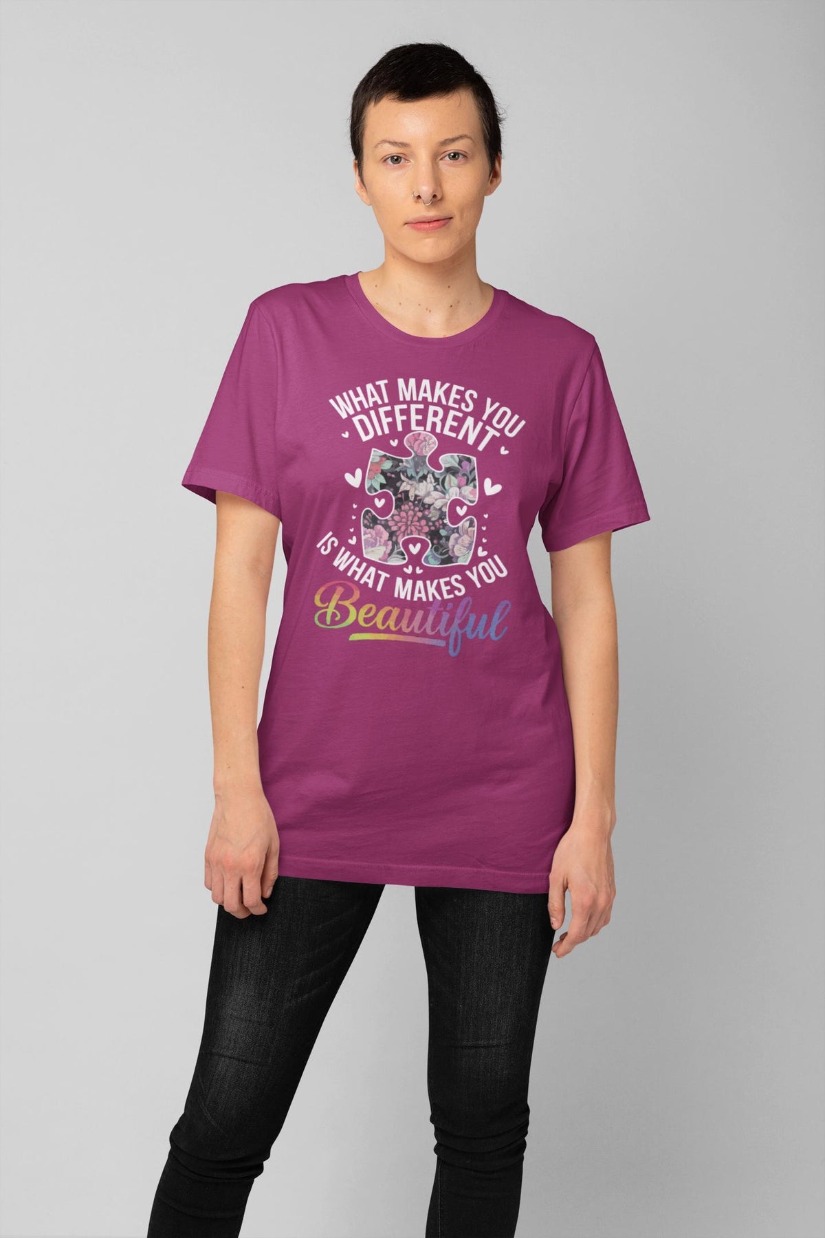 Autism Awareness Shirt | Floral Puzzle Piece Hoodie | Different Beautiful Gift
