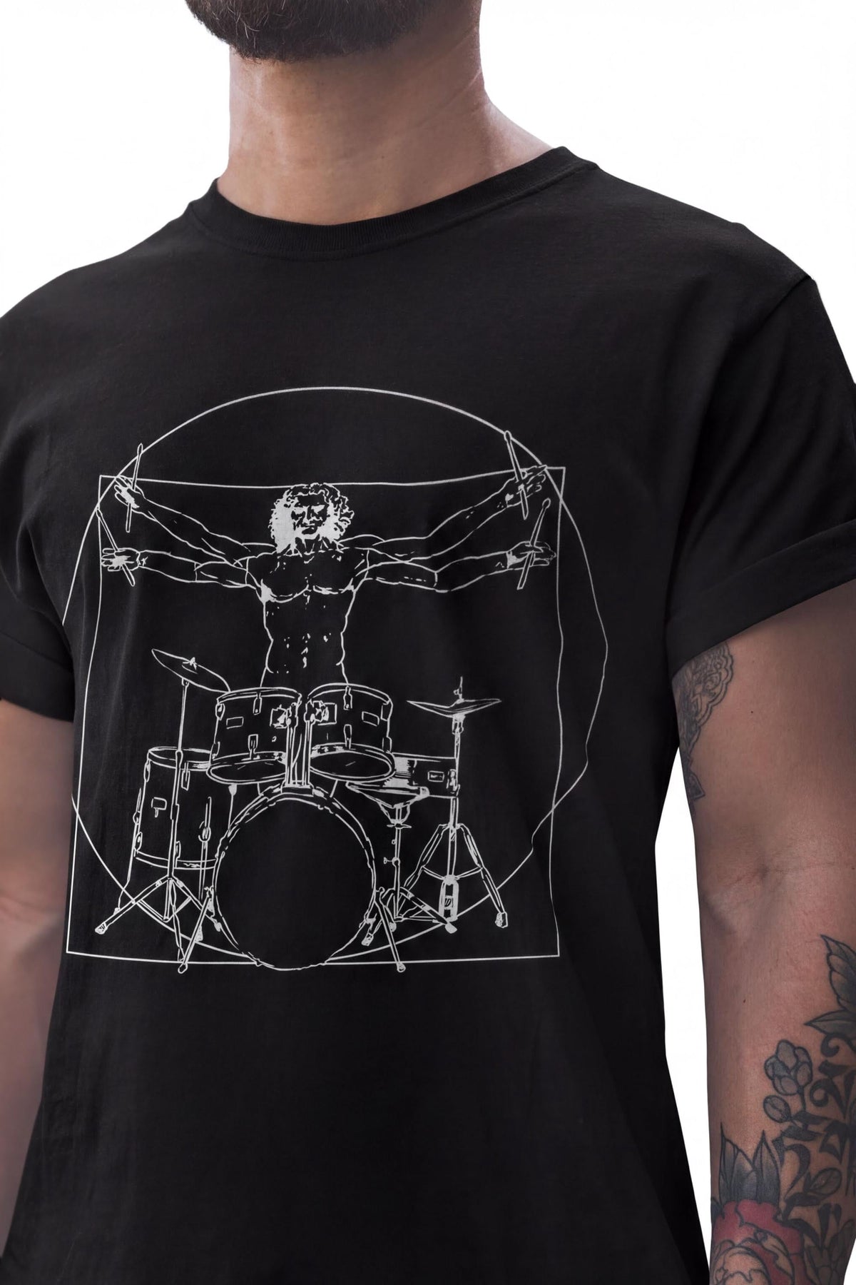Comfort Colors® Vitruvian Drummer Shirt, Da Vinci Drum Tshirt, Tee for Drummers