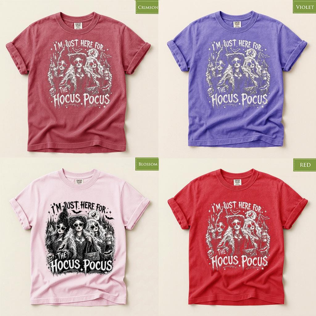 Comfort Colors® Hocus Pocus Halloween Shirt, Witchy Graphic Tee, Spooky Season Salem Vibes