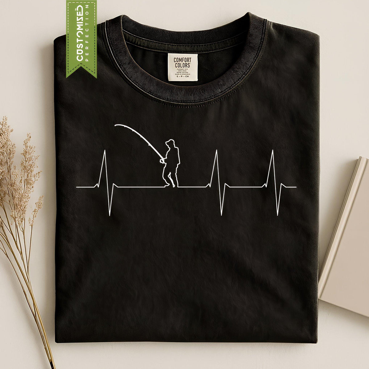 Comfort Colors® Fishing Heartbeat Shirt, Fisherman Bait Carp Bass Tee, Anglers Gift