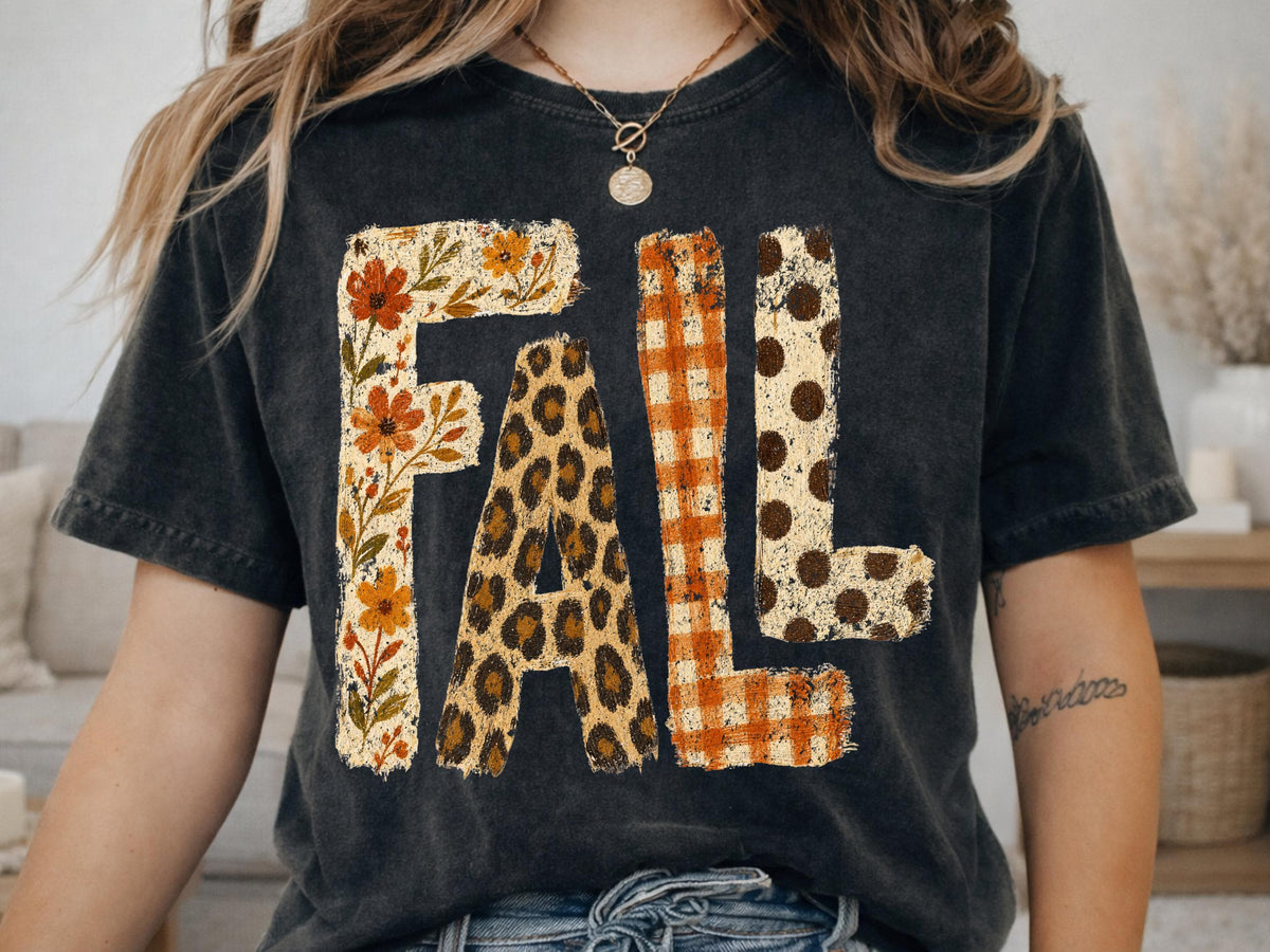 Fall Leopard Plaid Shirt, Autumn Mixed Pattern T-Shirt, Cozy Fall Season Hoodie, Leopard Floral Fall Sweatshirt, Distressed Fall Tee Gift