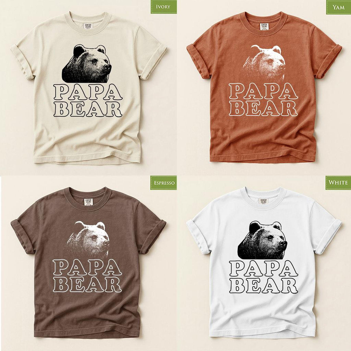 Fathers Day Papa Bear TShirt, Gift For Dads, Comfort Colors® Graphic Top for Papa