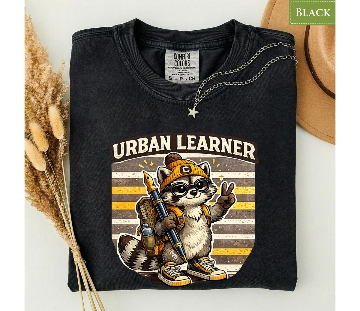 Comfort Colors® Urban Learner Raccoon Shirt, Back to School Tee, Cute Student Gift