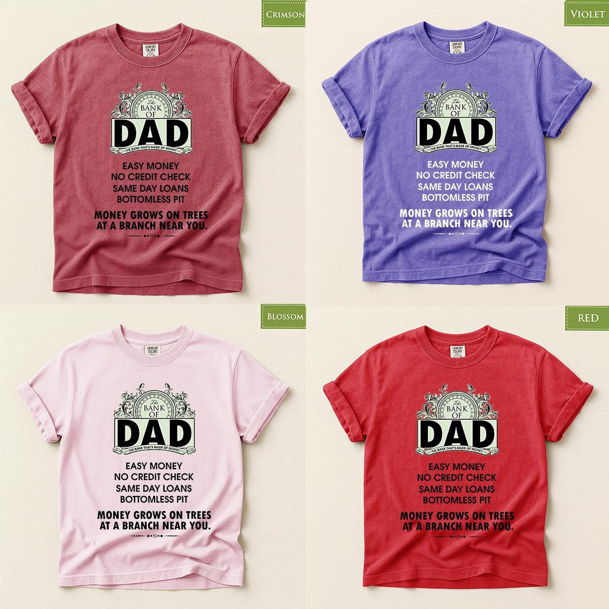 The Bank of Dad Shirt, Comfort Colors® Funny Father’s Day Tee for Papa