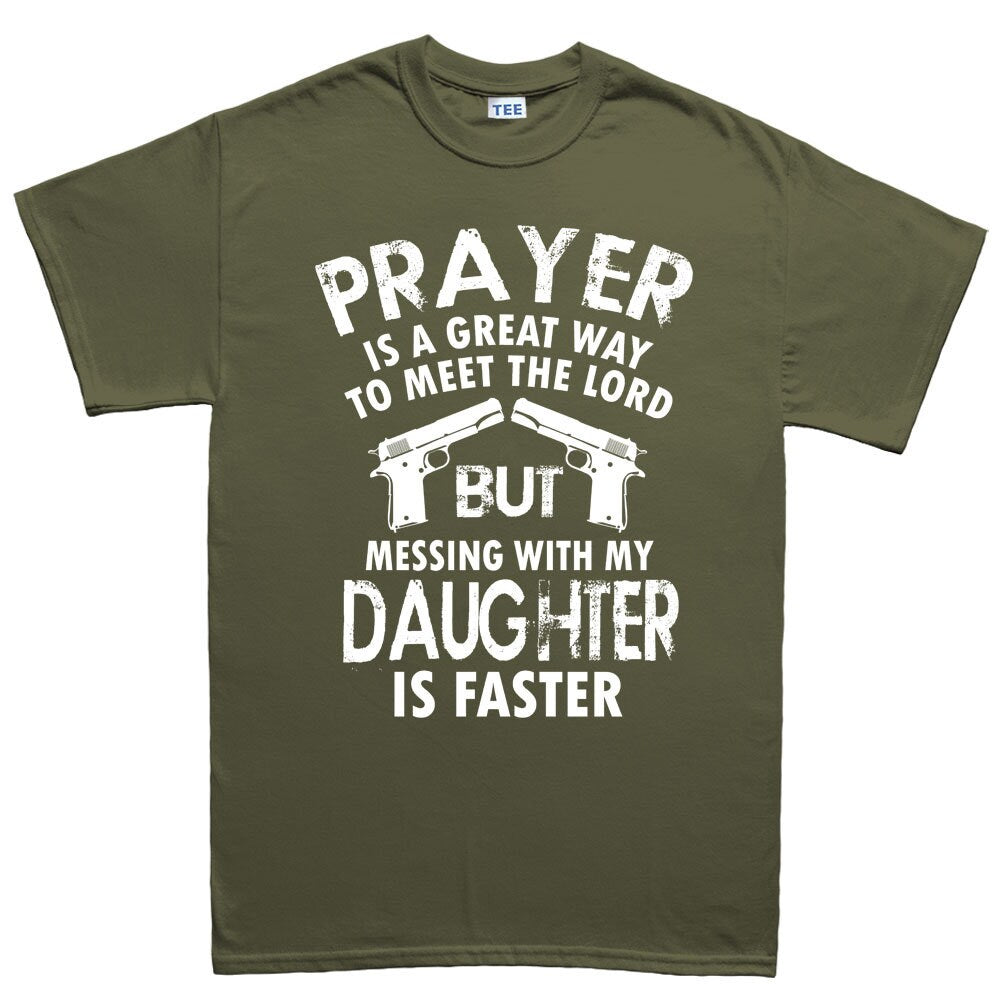Mess With My Daughter Meet The Lord 1911 Gun Fathers Day Mens T shirt Tee Top T-shirt - R353