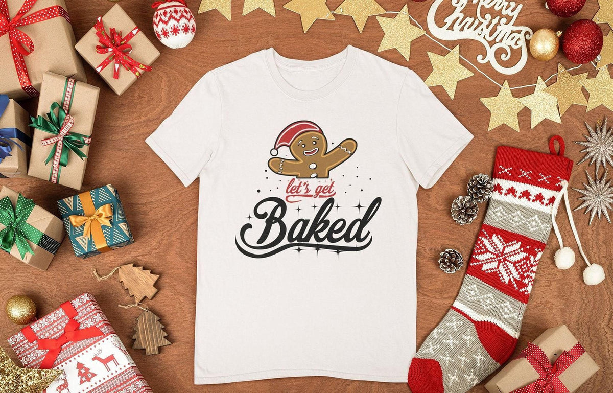 Funny Christmas Gingerbread Man Shirt, Let's Get Baked, Family Gift Tee