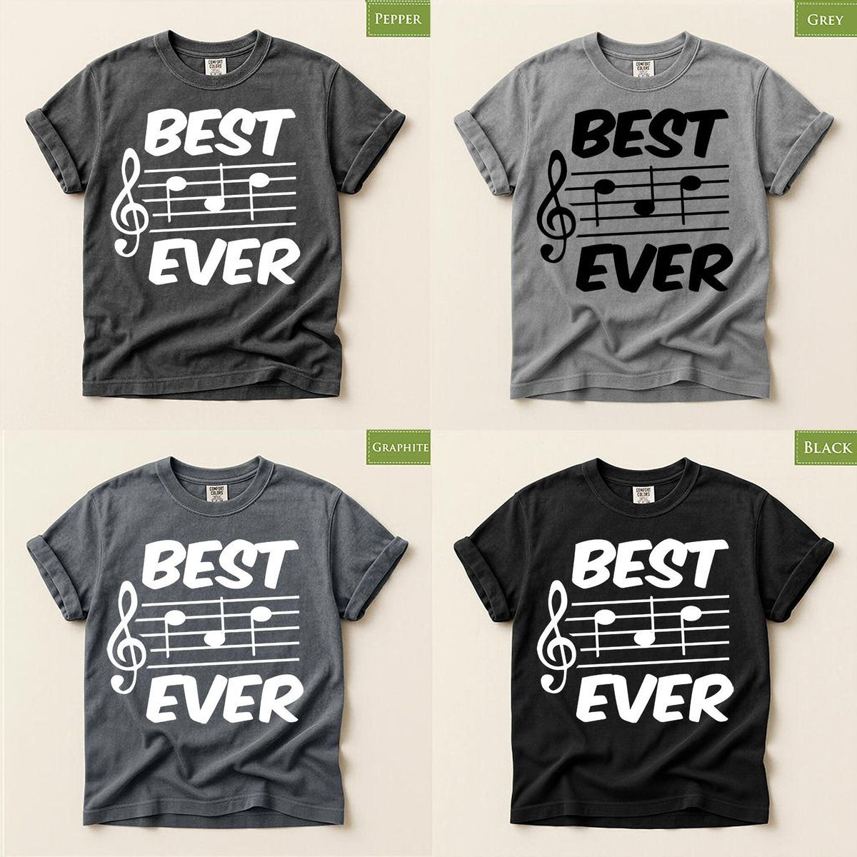 Mens Best Dad Ever Music Shirt, Comfort Colors® Musician Father Gift, Funny Papa Tee