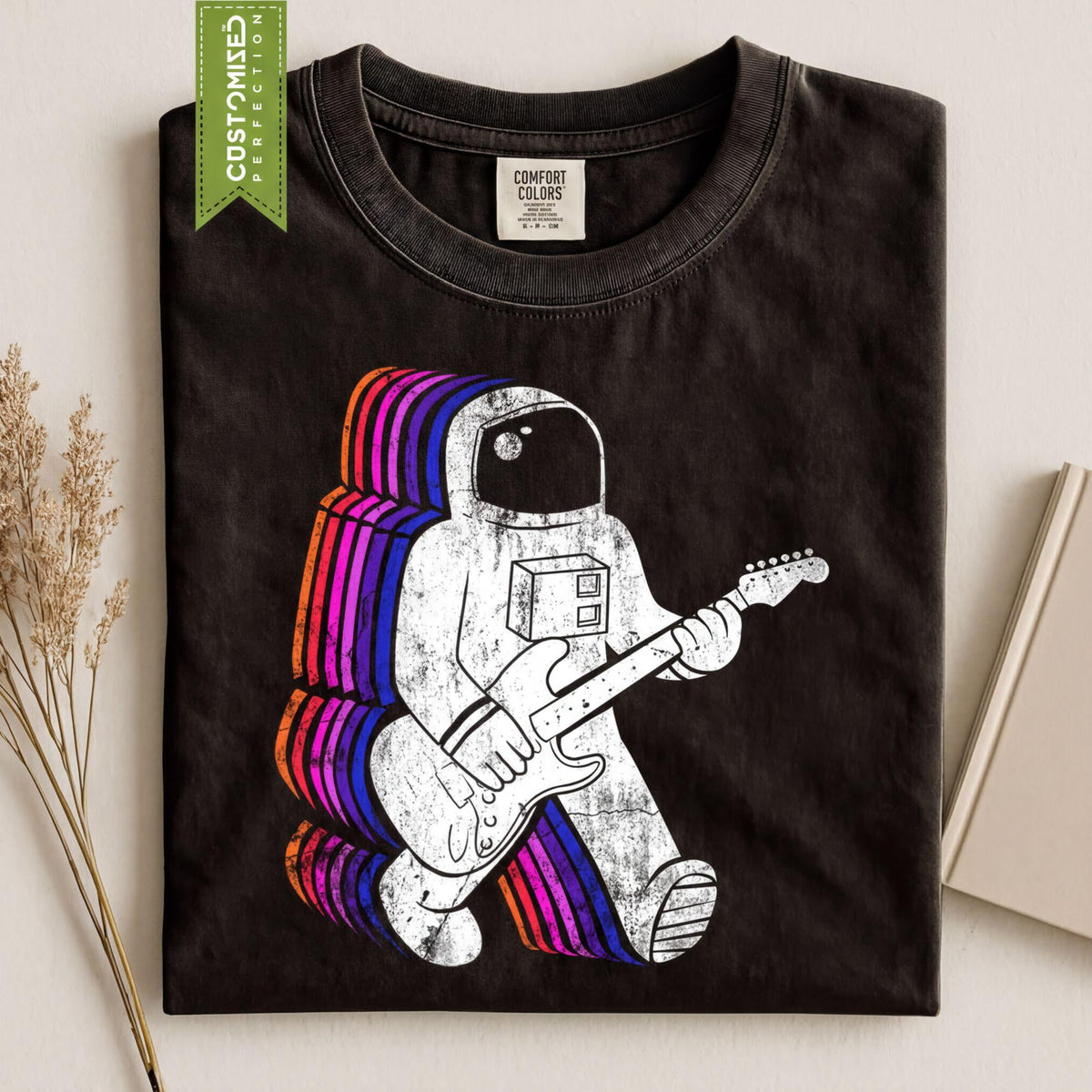 Comfort Colors® Astronaut Guitar T-Shirt, Electric Guitar Player Tee, Rock Music Gift