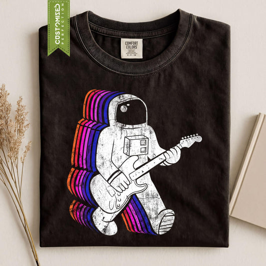 Comfort Colors® Astronaut Guitar T-Shirt, Electric Guitar Player Tee, Rock Music Gift