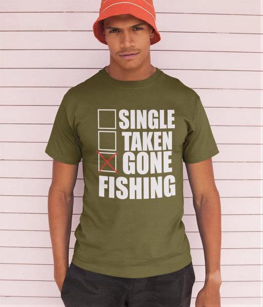 Funny Gone Fishing Shirt, Single Taken Tee, Fisherman Tackle Rod Line Top