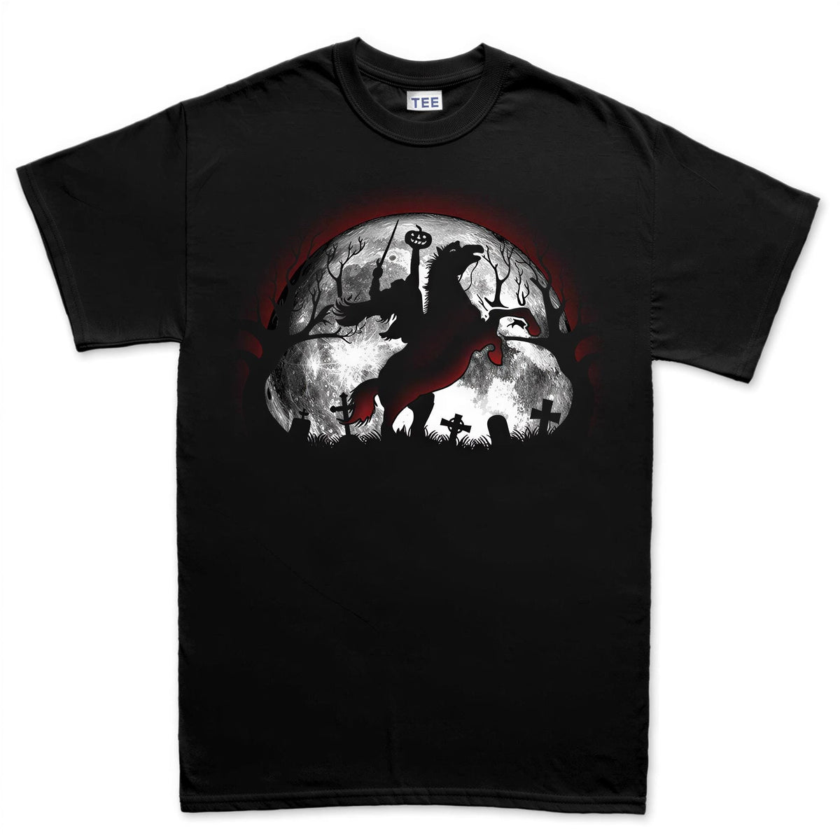 Headless Horseman Silhouette Shirt, Halloween Graveyard Moon T-Shirt, Pumpkin Sword Rider Hoodie, Spooky Silhouette Sweatshirt