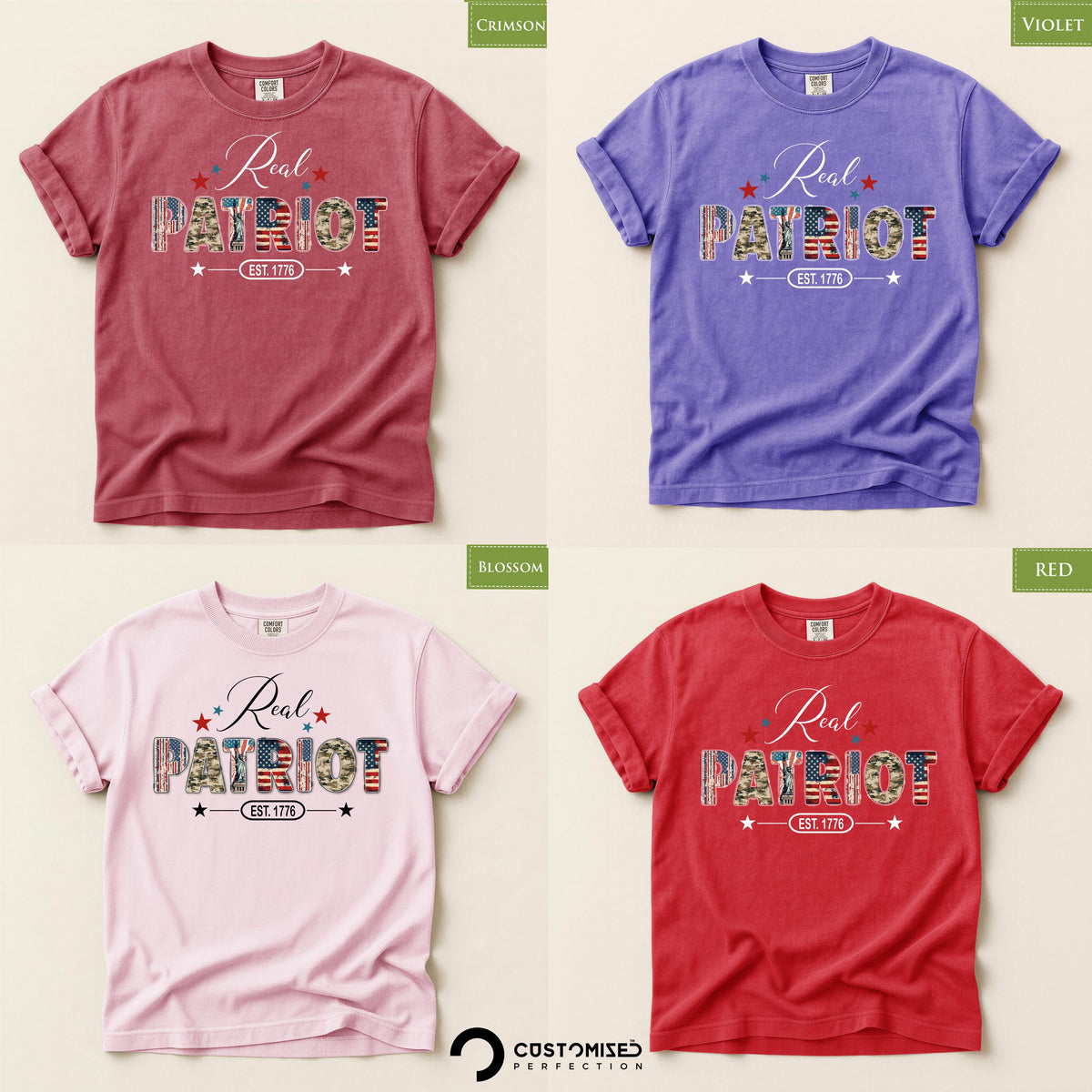 Real Patriot Tee, Comfort Colors® USA 250th Anniversary Shirt, American Pride