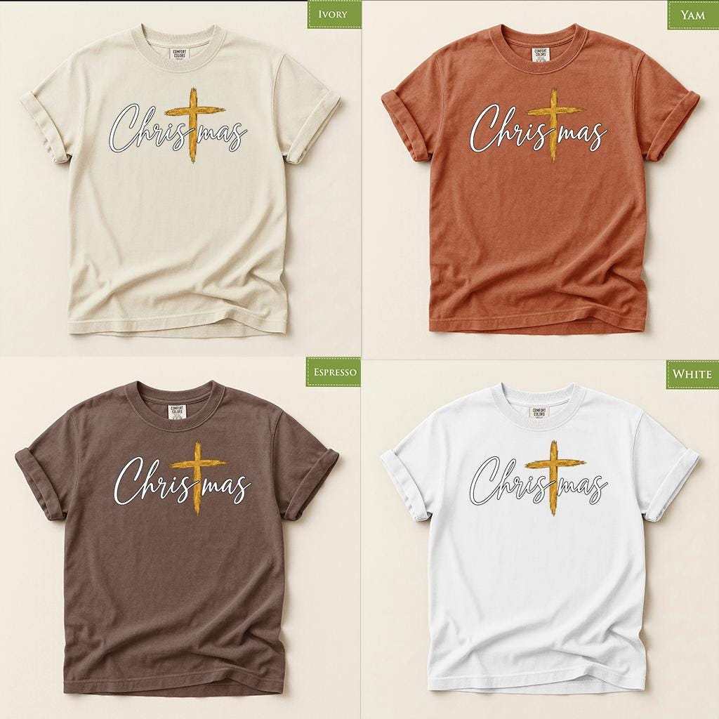 Comfort Colors® Christmas Cross Shirt, Christian Christmas T Shirt, Religious Holiday Tee, Faith Based Gift