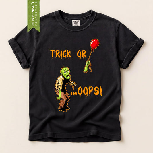 Funny Trick Or Treat Halloween T-Shirt, Comfort Colors® Scary Zombie Tee, Spooky Season Top, Fun Fall Autumn Tshirt
