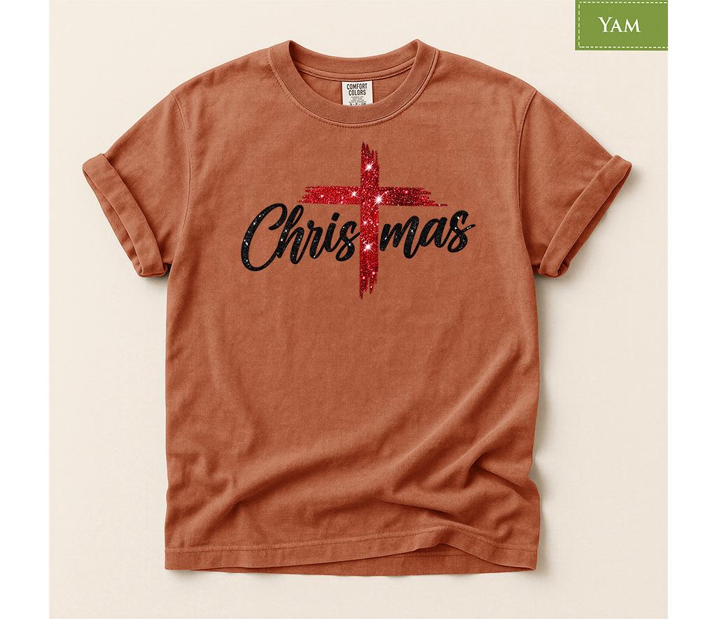 Comfort Colors® Christian Christmas Shirt, Christmas Cross Tee, Religious Holiday Shirt, Faith XMas Gift