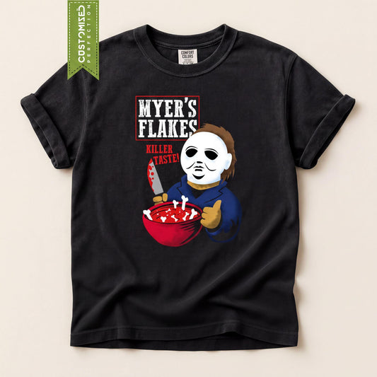 Comfort Colors® Mike Flakes T-Shirt, Halloween Funny Horror Parody Tee, Killer Scary Graphic Top