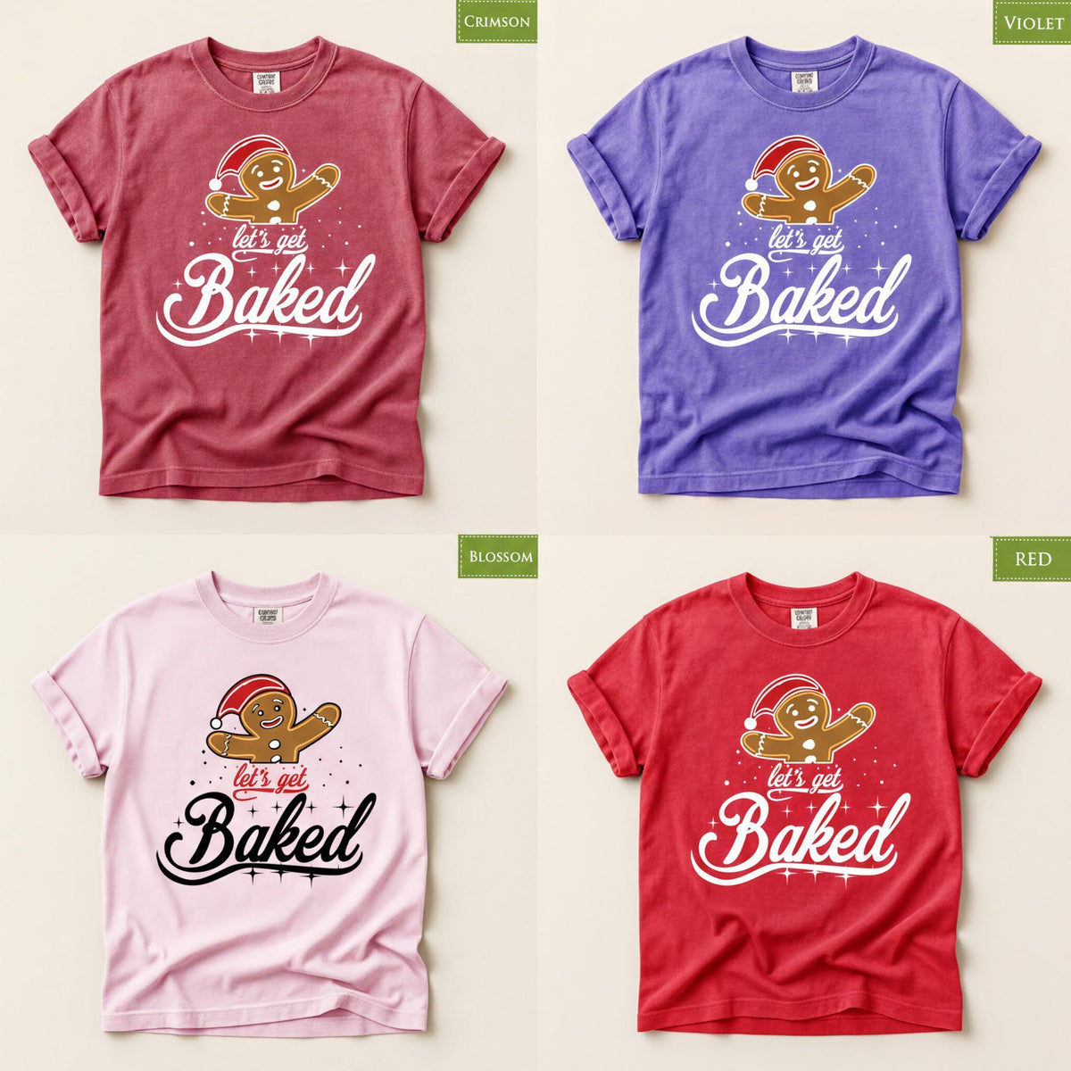 Comfort Colors® Let's Get Baked Christmas Shirt, Funny Gingerbread Tee, Holiday Baking Graphic, Festive Christmas Gift