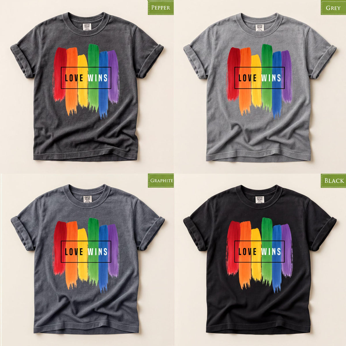 Comfort Colors® Love Wins LGBTQIA2+ Shirt, Rainbow Flag Pride Proud Tee, Gay Rights Top