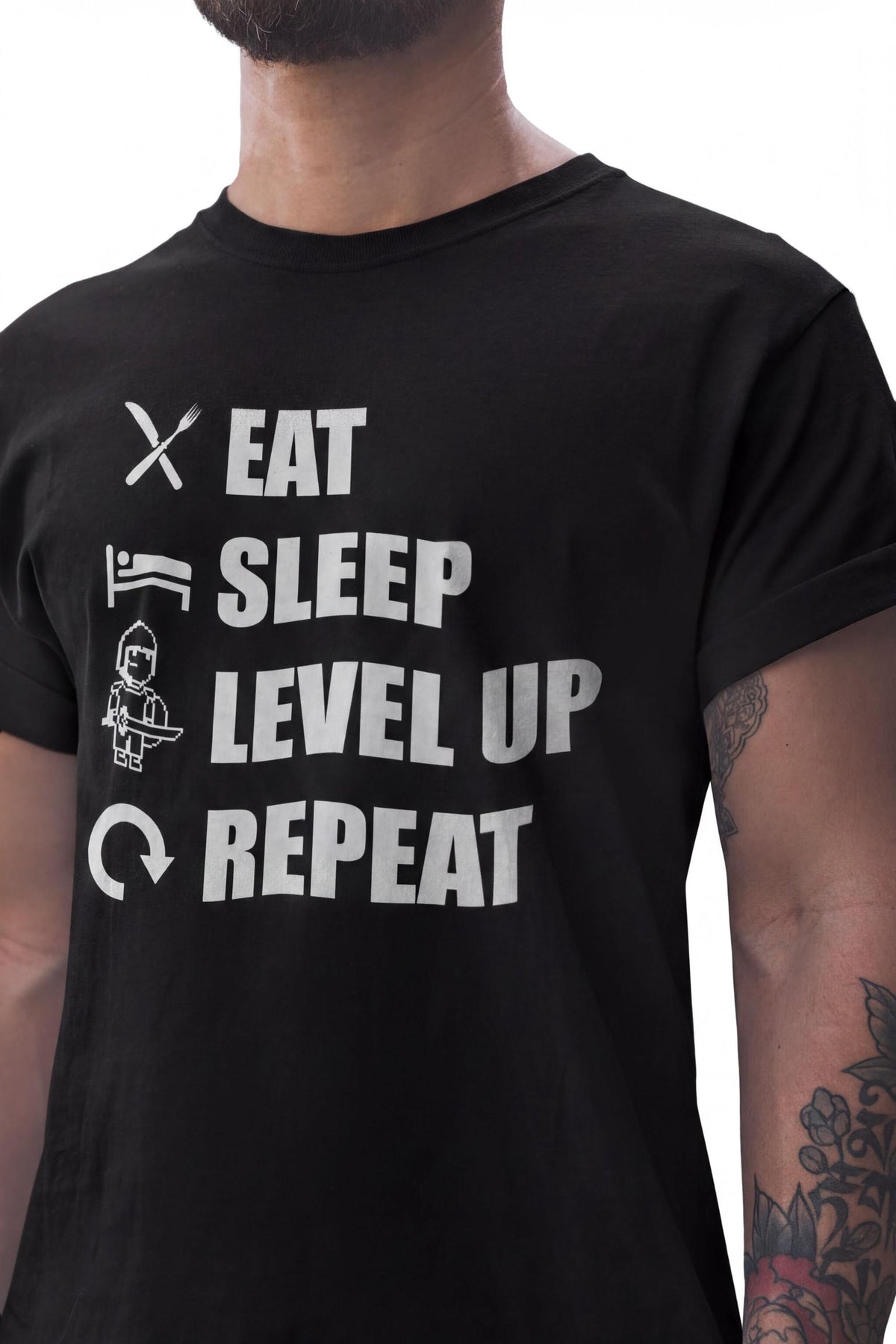 Gamer Shirt, Eat Sleep Level Up Repeat Tshirt, Funny Gaming Tee for Adult and Kids