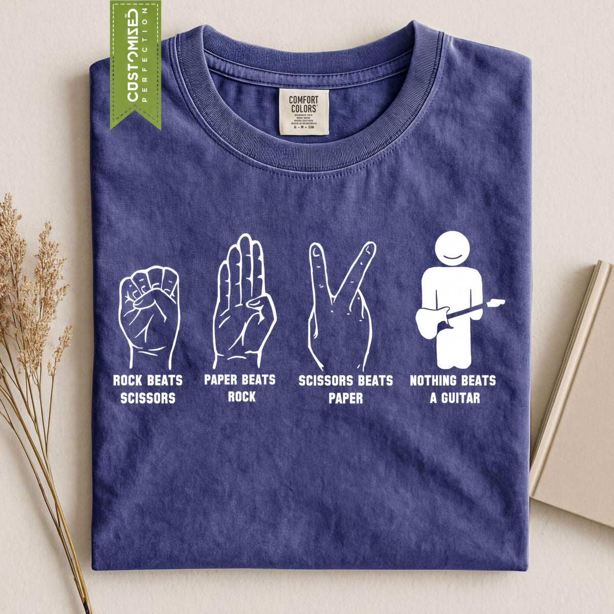 Comfort Colors® Rock Paper Scissors Guitar Shirt, Guitarist Gift Tshirt, Sting Music Lover Tee