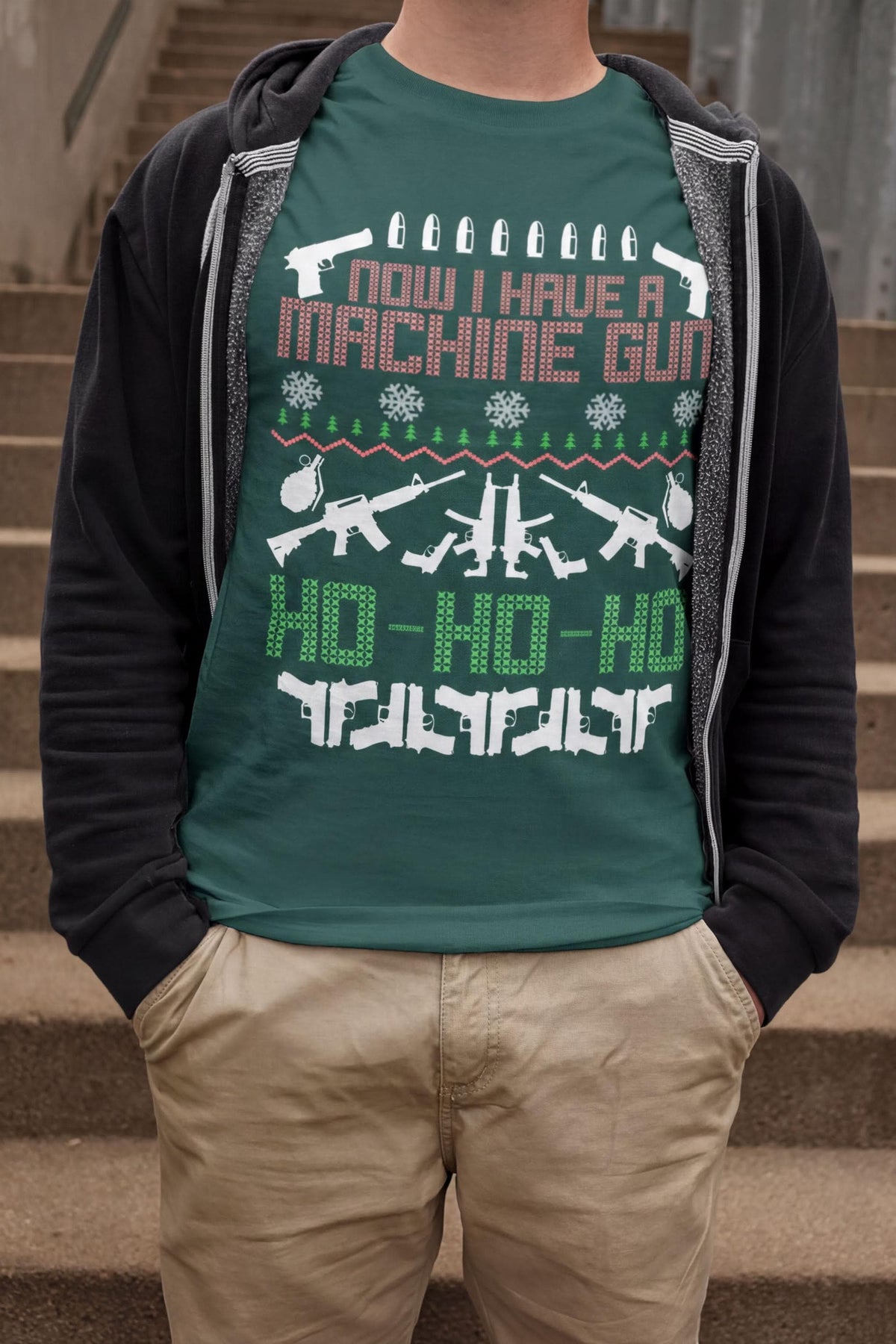 Comfort Colors® Machine Gun Christmas Shirt, Funny Gun Holiday Tee, Christmas Sweater Graphic, Hunting Gift