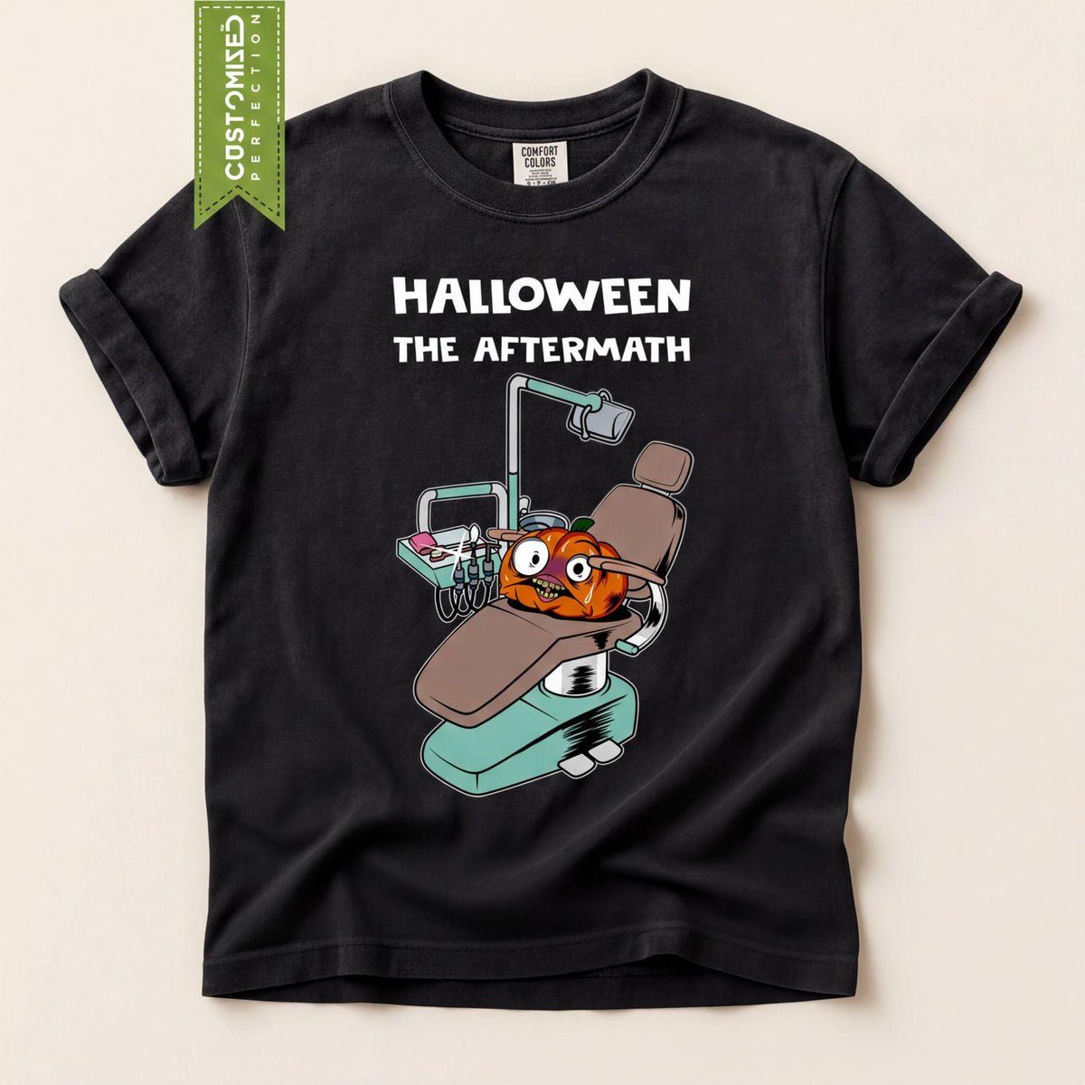 Comfort Colors® Halloween Aftermath Pumpkin Dentist Graphic Tee, Funny Spooky Season T-Shirt