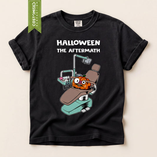 Comfort Colors® Halloween Aftermath Pumpkin Dentist Graphic Tee, Funny Spooky Season T-Shirt