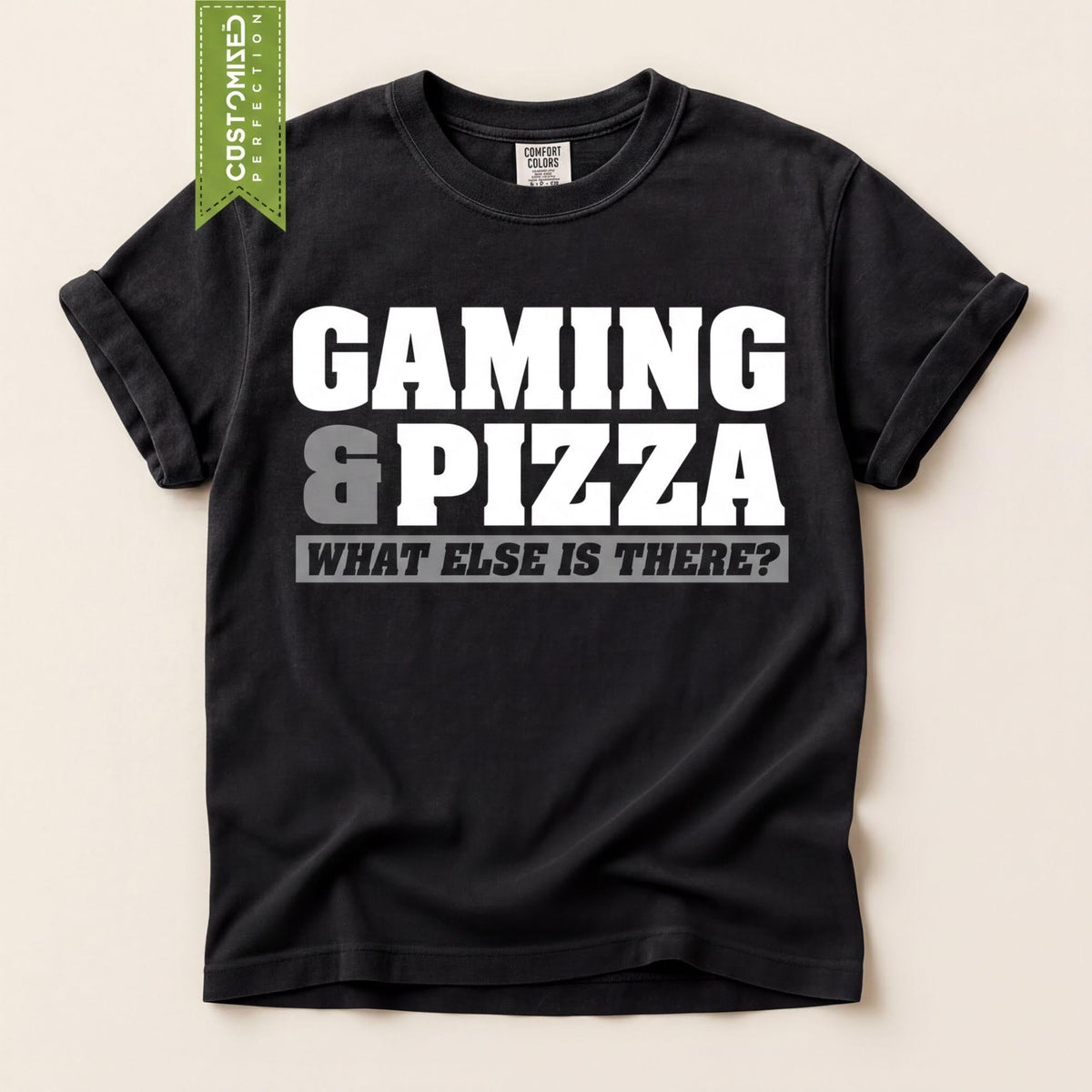 Comfort Colors® Funny Gamer T-shirt, Gaming and Pizza Tee, Gift for Gamers