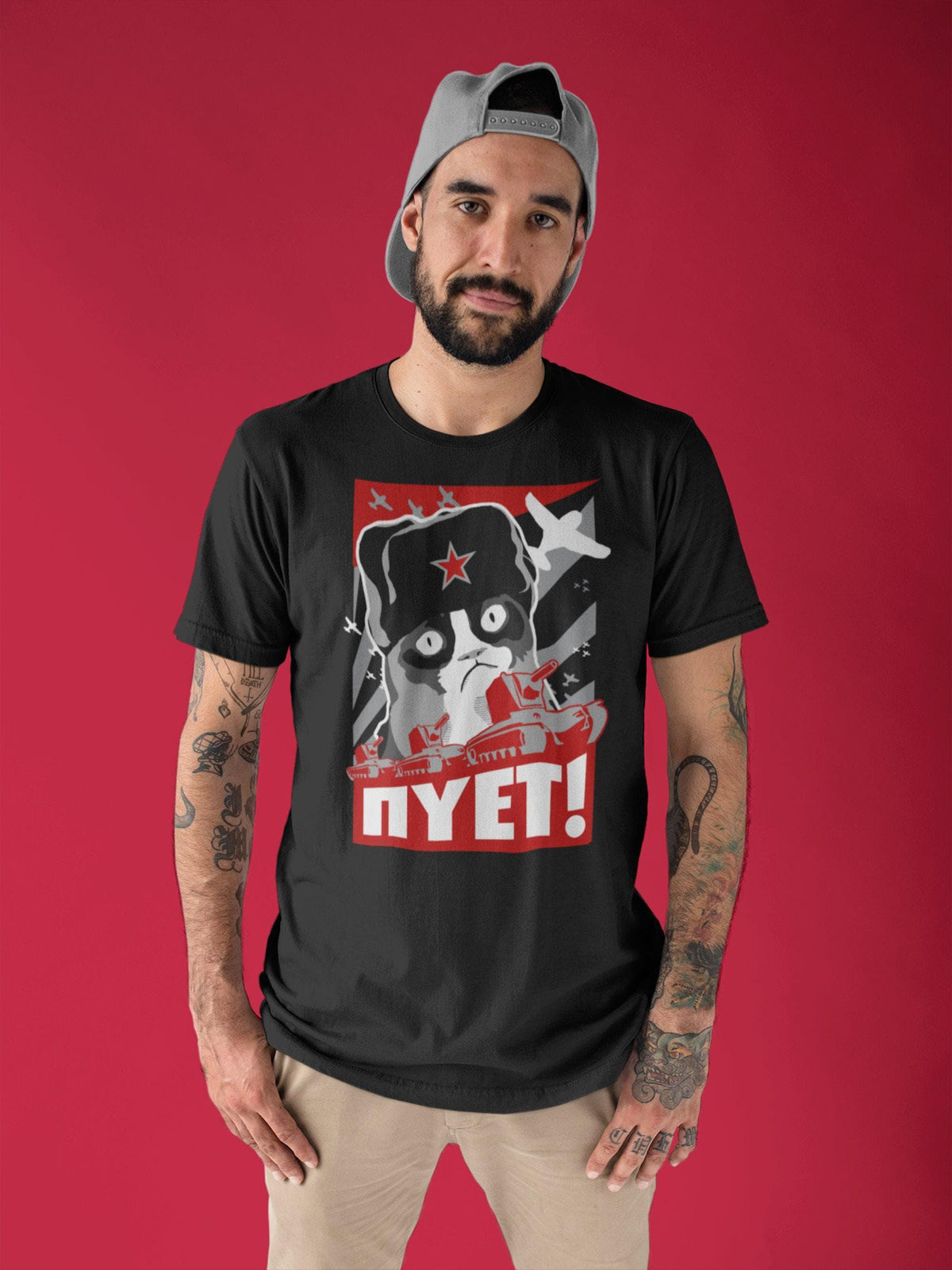 Grumpy Russian Feline Shirt, Funny Meme Cat NIET NOPE Tshirt, Sarcastic Tee Top