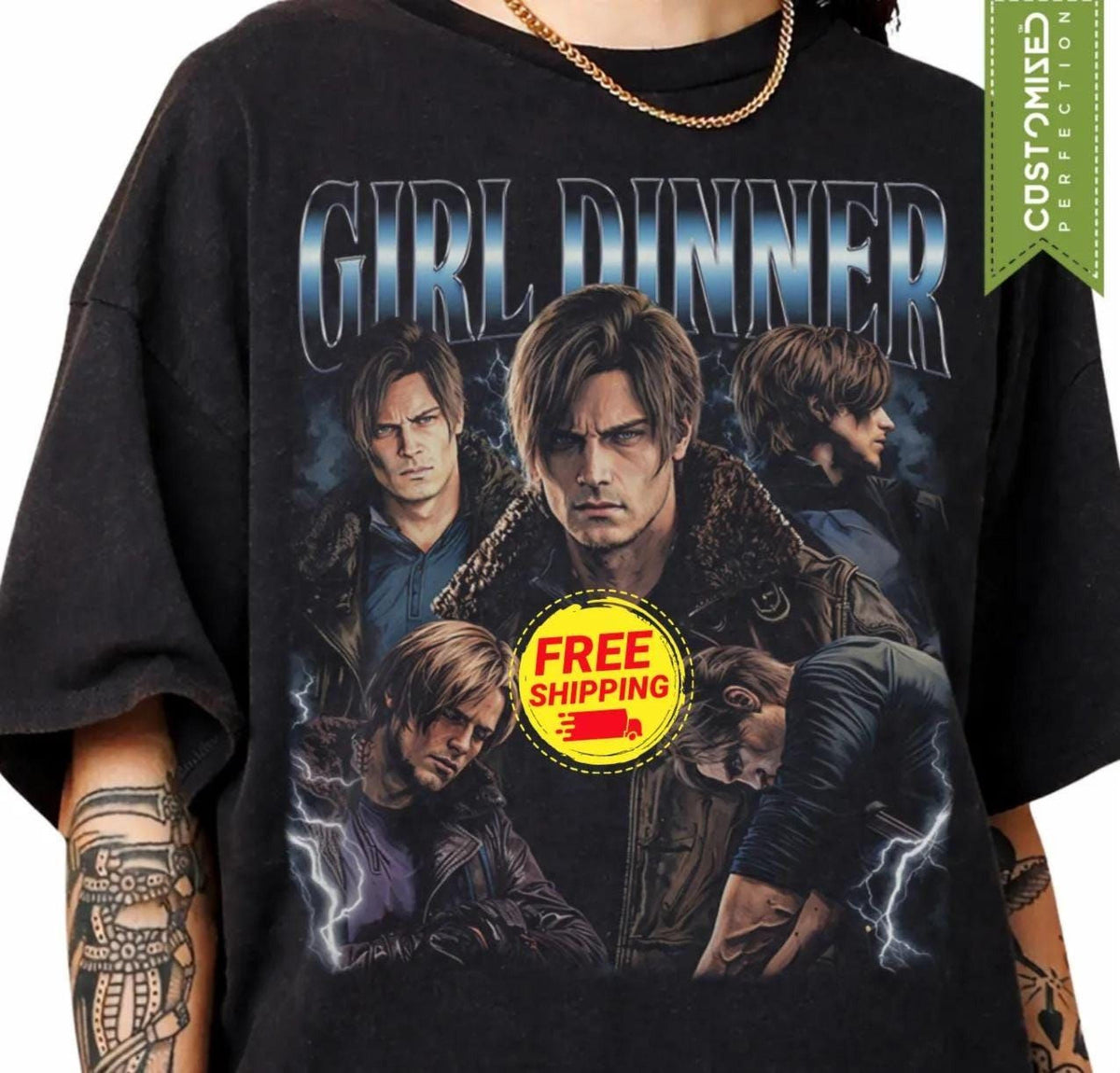 Girl Dinner Leon Kennedy Comfort Colors® Shirt, Resident Evil Tee, Requiem RE9 Fan Gift