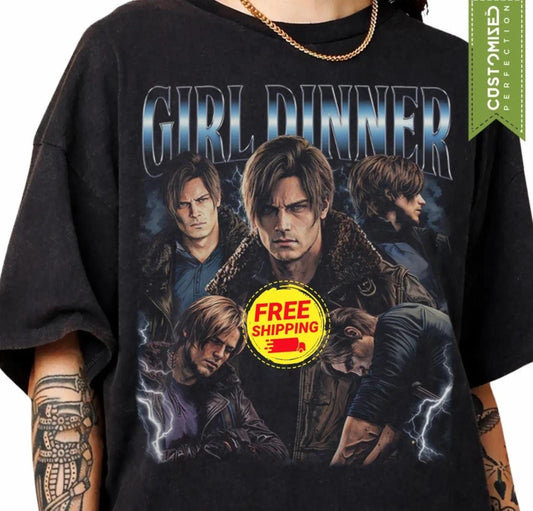 Girl Dinner Leon Kennedy Comfort Colors® Shirt, Resident Evil Tee, Requiem RE9 Fan Gift
