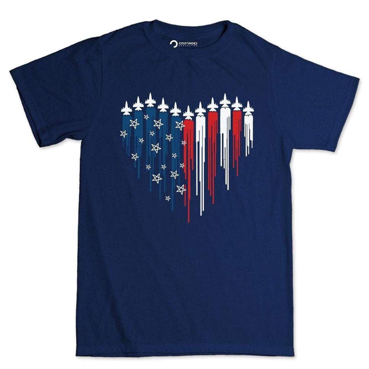 US Air Force Flyover Shirt, 4th of July, 250th Anniversary Tee, Red White & Blue Fighter Jets