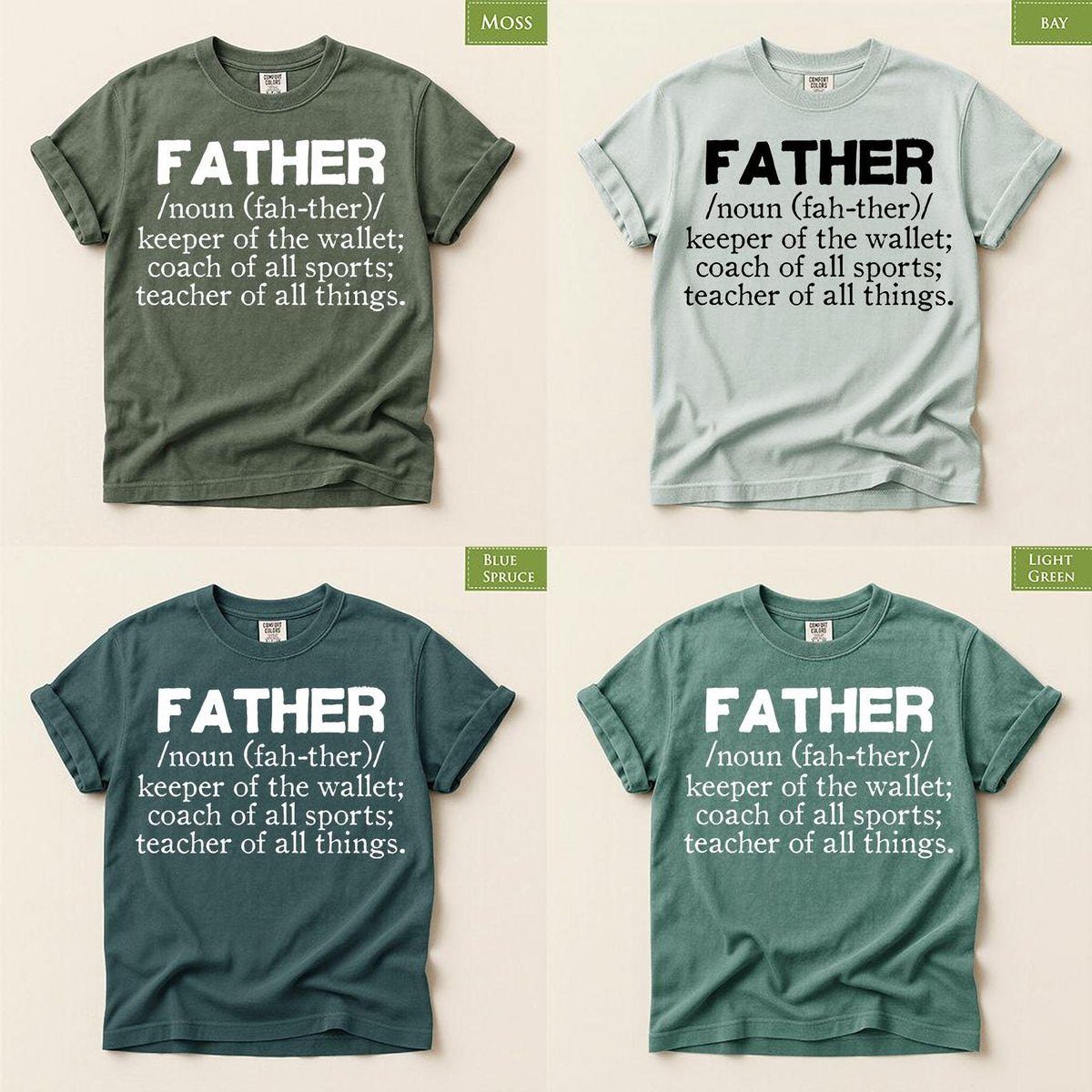Father Definition Shirt, Comfort Colors® Humorous Dad Tee for Papa, Daddy Top