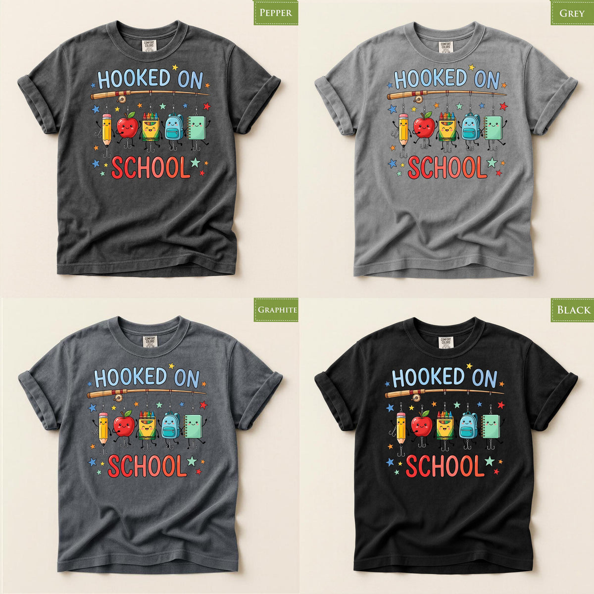 Comfort Colors® Hooked on School Fishing Teacher Shirt, Classroom Student Gift, First Day Back Tee