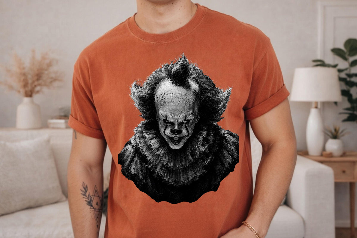 Comfort Colors® Evil Horror Clown Graphic Tee, Scary Halloween Costume Top, Spooky Gothic Gift