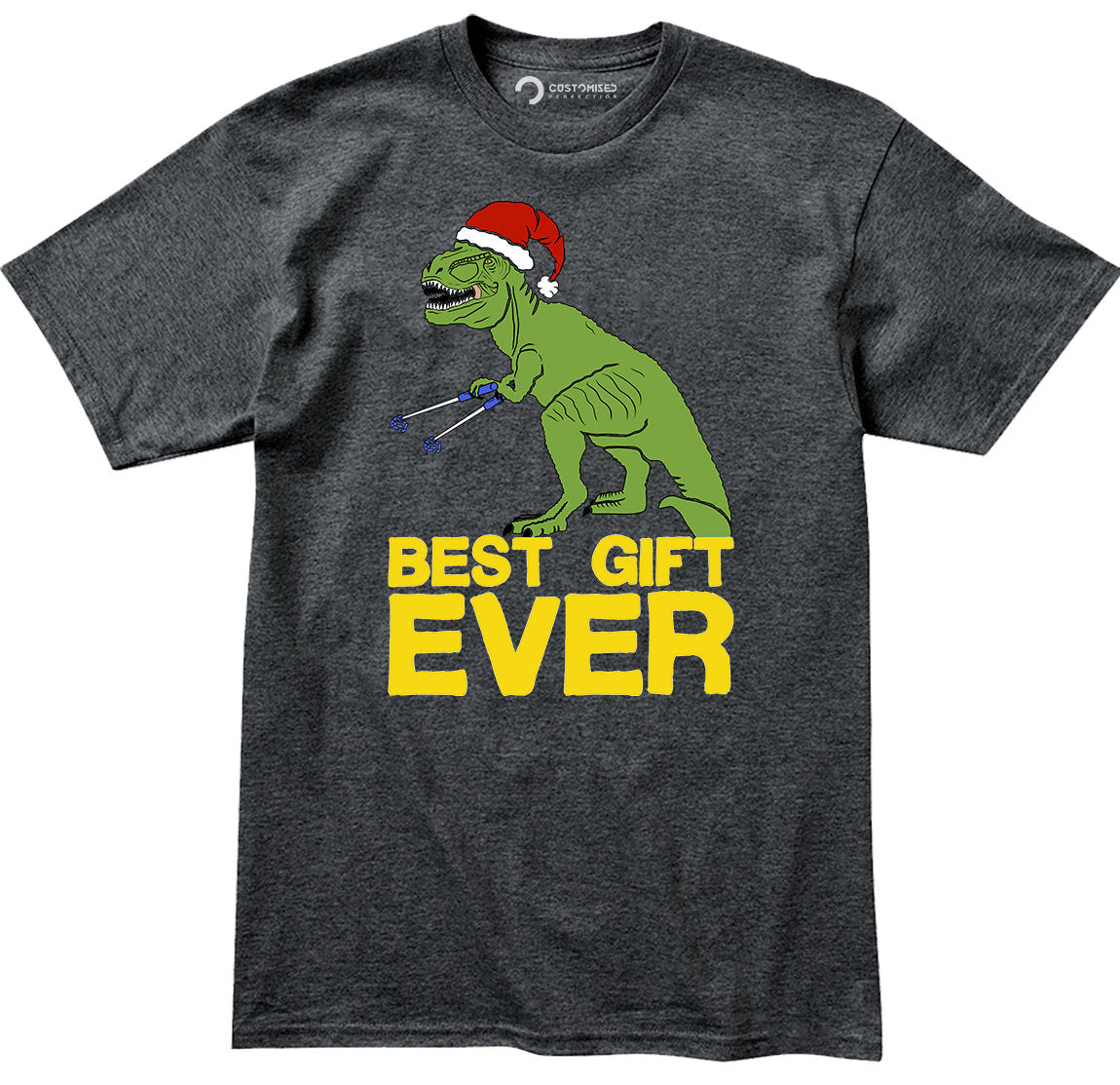Funny Christmas Dinosaur T-Shirt, T-Rex Santa Holiday Shirt