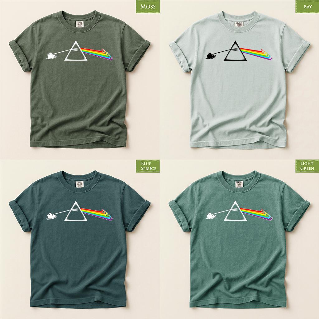 Comfort Colors® Christmas Prism Shirt, Santa Rainbow Holiday Tee, Music Inspired Christmas Gift, Retro Winter Graphic